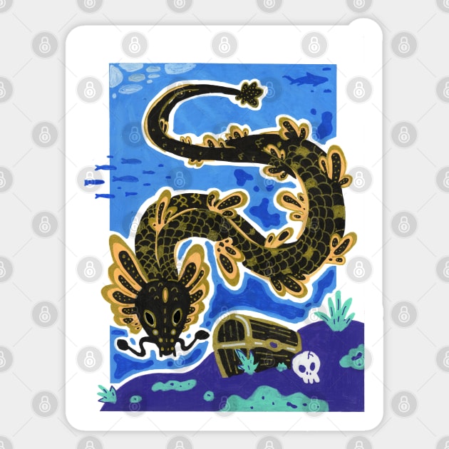 Sea Serpent Dragon Swimming in the Ocean Sticker by narwhalwall